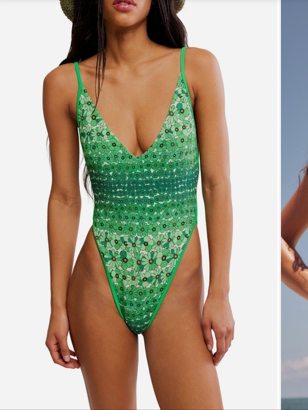 Free People Amber Swimsuit In Sunset Daisy Green